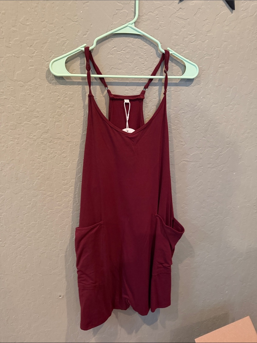 Women's Burgundy Sleeveless Romper with Pockets